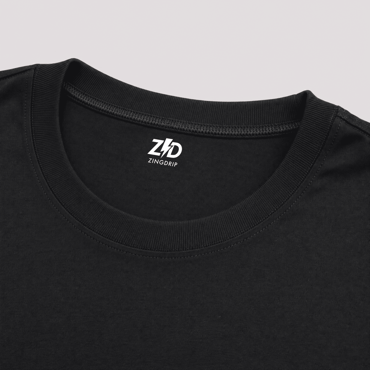 Black Lycra ribbed neckline close-up