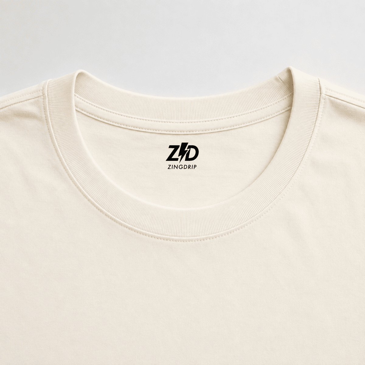 Off-White Lycra ribbed neckline close-up