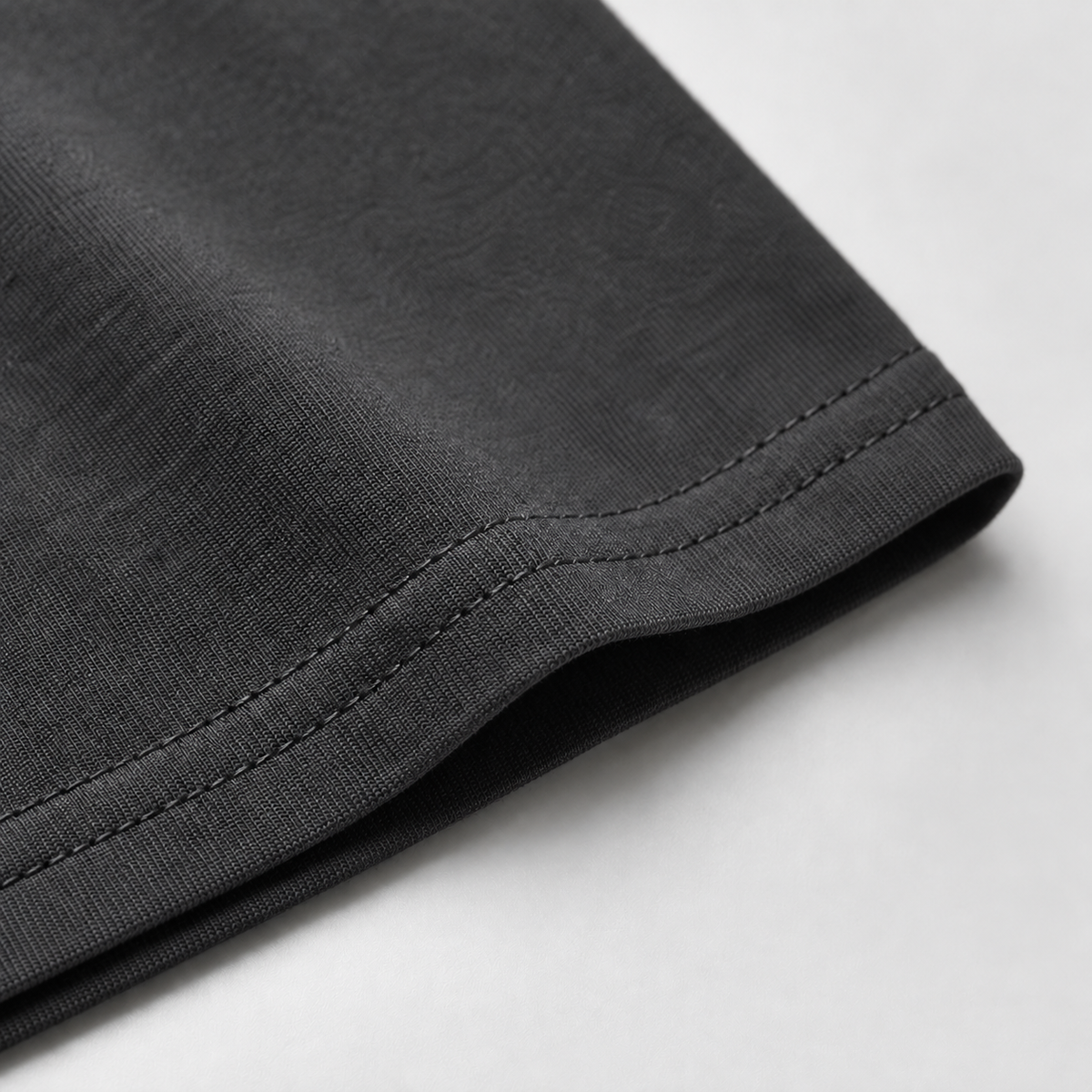 Steel Grey double-stitched hem close-up